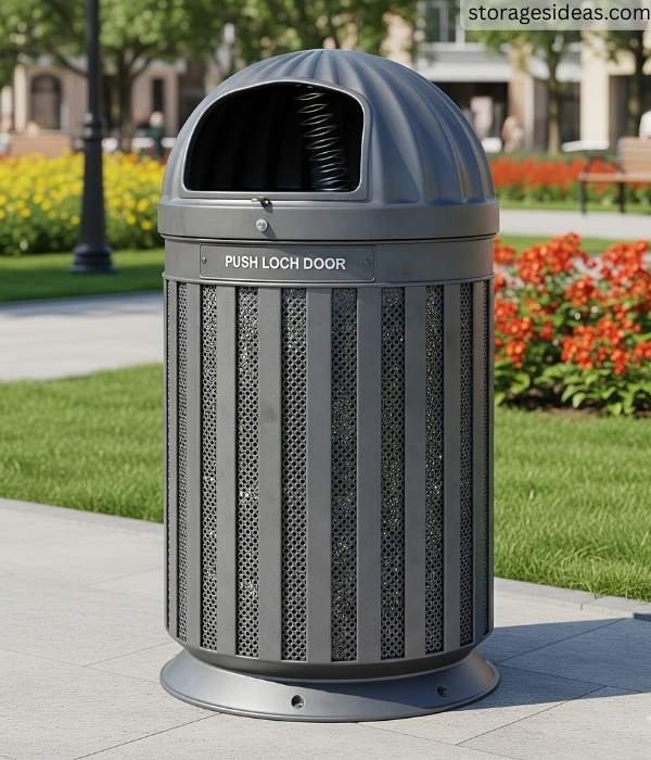 Commercial Style Decorative Steel Trash Can with Dome Lid 40 Gallons