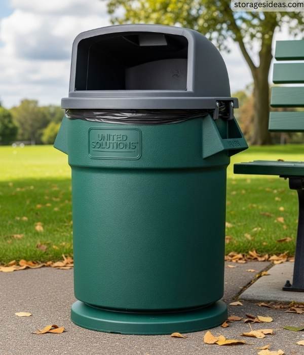 United Solutions Outdoor Trash Can with Flap Lid 32 Gallons