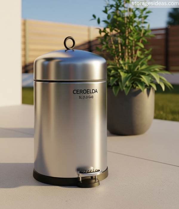 CEROELDA 5L 1.3 Gal Stainless Steel Small Outdoor Trash Can