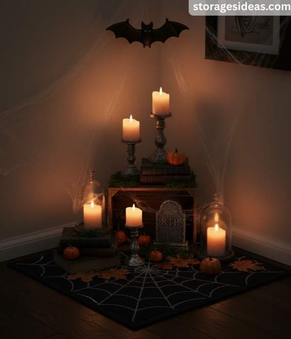 10 Apartment-Friendly Halloween Decorations That Save Space 6 Corners Become Mini Haunted Vignettes