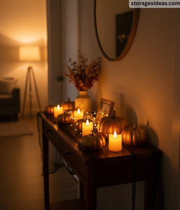 11 Halloween Decorations That Save Space in Apartments 2025 7 Golden Glow Entry