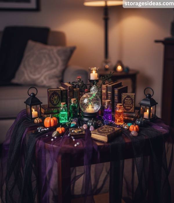 11 Halloween Decorations That Save Space in Apartments 2025 8 Hocus Pocus Nook
