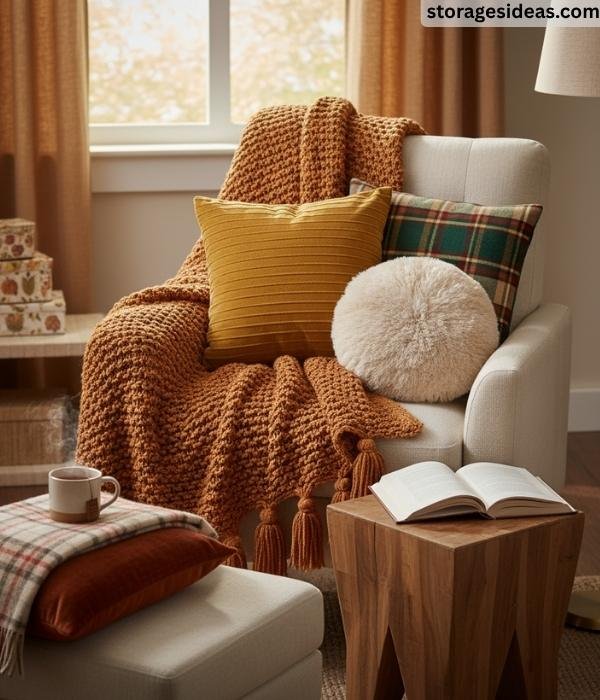 10 Cozy Fall Décor Ideas for Small Living Rooms in 2025 10 Layered Textiles on Furniture
