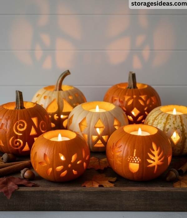 15 DIY Pumpkin Décor Ideas for Small Apartments For 2025 2 Pumpkin Candle Holders