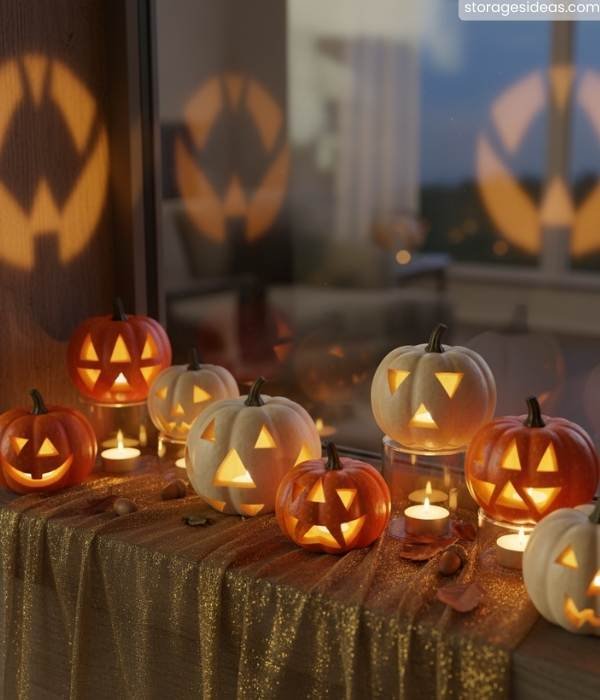 15 DIY Pumpkin Décor Ideas for Small Apartments For 2025 9 Pumpkin Tealight Holders for Windowsills