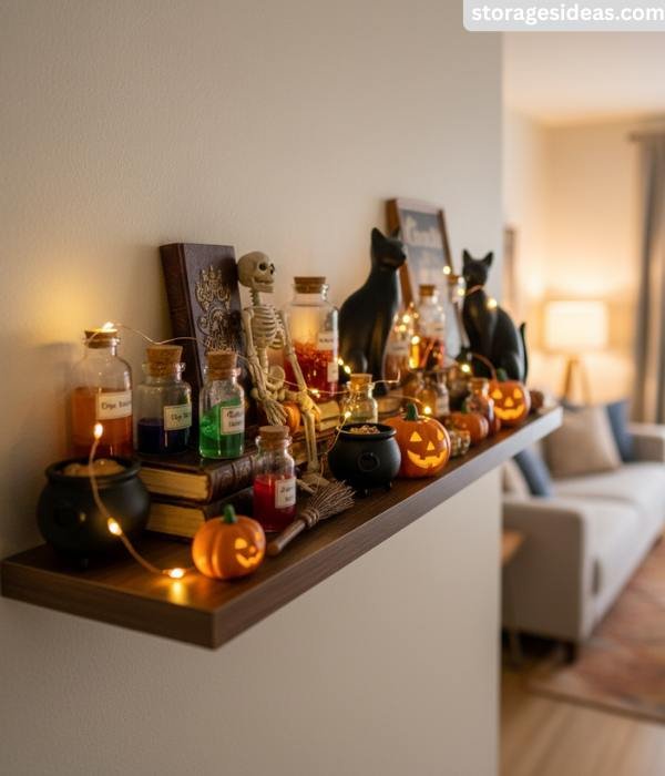 11 Halloween Decorations That Save Space in Apartments 2025 10 Shelf of Surprises