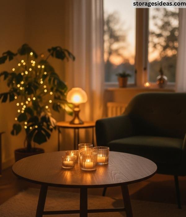 10 Cozy Fall Décor Ideas for Small Living Rooms in 2025 4 Soft Ambient Lighting