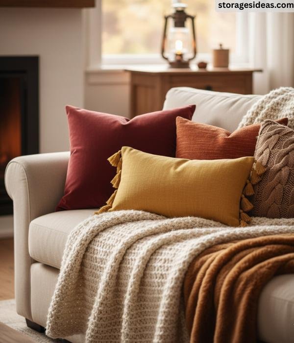 12 Cozy Autumn Décor Ideas for Small Apartments You’ll Love in 2025 1 Switch to Warm Seasonal Throw Pillows and Blankets