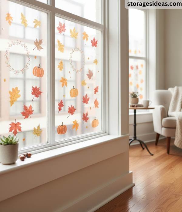 12 Cozy Autumn Décor Ideas for Small Apartments You’ll Love in 2025 9 Use Removable Window Clings or Decals with Fall Motifs