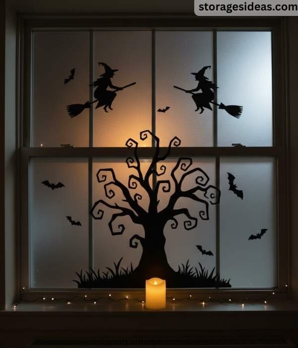 10 Apartment-Friendly Halloween Decorations That Save Space 9 Window Silhouettes