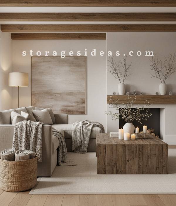 15 Easy & Cozy Winter Living Room Décor Ideas to Warm Up Your Home 2 Add Rustic Wooden Touches