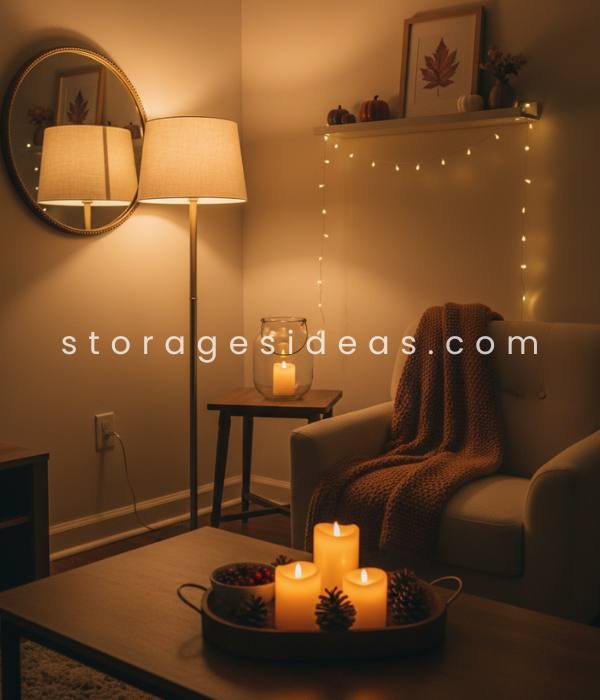 15 Creative Thanksgiving Décor Ideas for Small Spaces | Cozy Fall Tips 2025 8 Ambient Lighting for Cozy Corners