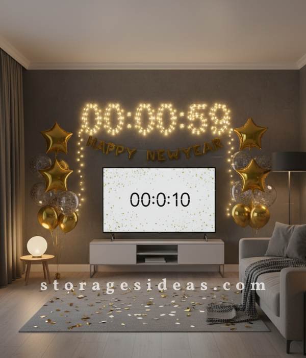 7 Trending Tiny Apartment New Year Celebration Ideas 3 DIY Countdown Wall or Digital Clock Setup