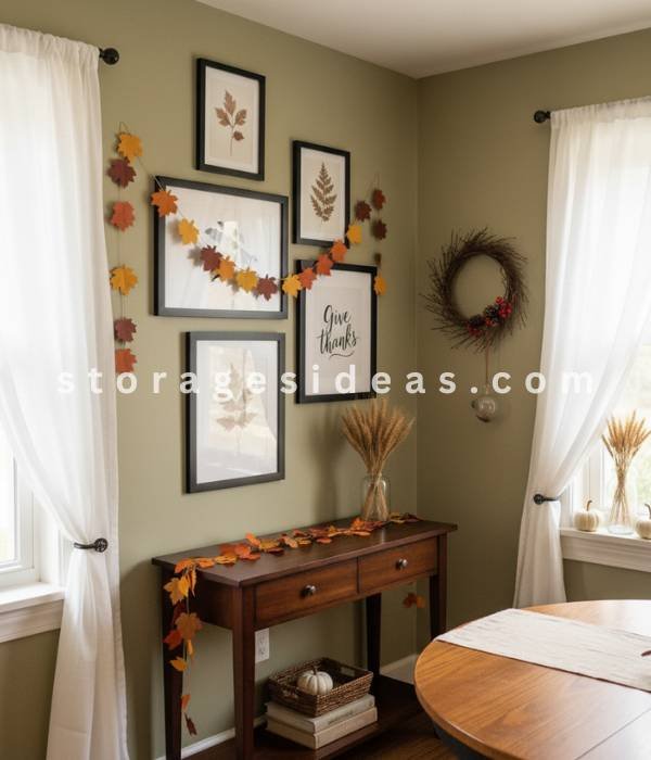 7 Small Dining Room Thanksgiving Décor Ideas 2025 6 DIY Wall and Window Accents