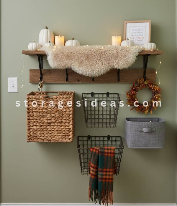 10 Fall Entryway Décor Hacks with Storage to Keep Your Home Cozy and Organized in 2025 6 Decorative Wall Shelf with Storage Baskets