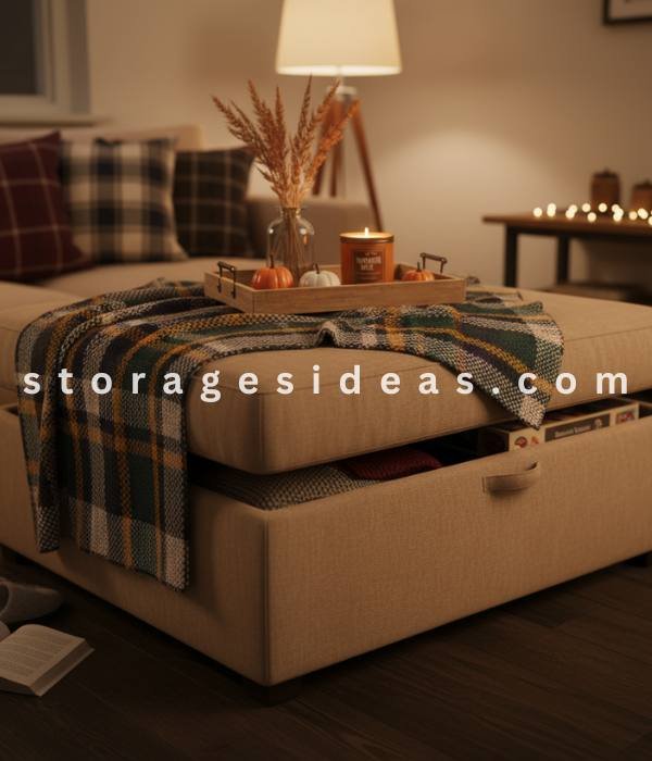 10 Fall Storage and Décor Hacks for Small Spaces 2025 5 Dual Purpose Ottoman