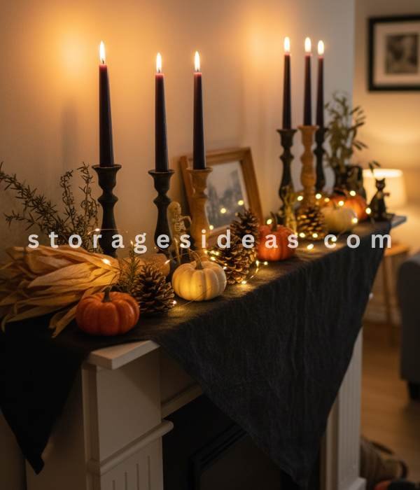 10 Fall Storage and Décor Hacks for Small Spaces 2025 7 Fireplace Mantel Magic