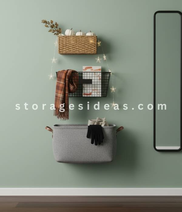 10 Fall Entryway Décor Hacks with Storage to Keep Your Home Cozy and Organized in 2025 8 Floating Wall Baskets for Extra Storage