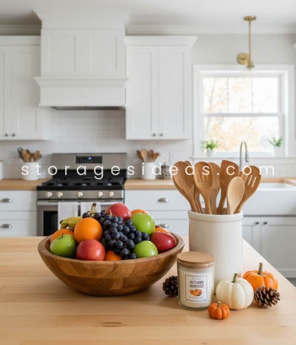 12 Inspiring Small Kitchen Thanksgiving Décor Ideas That Make Your Space Festive Without Clutter 9 Functional Counter Styling