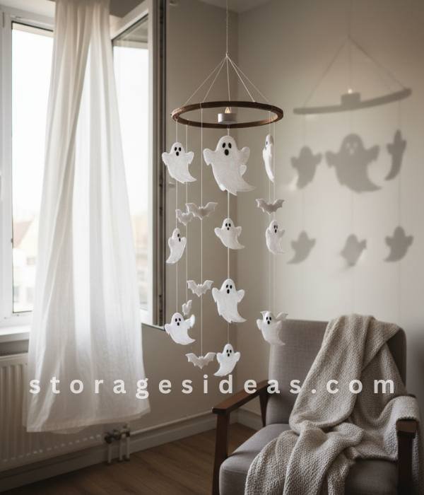 9 DIY Halloween Wall Décor Ideas to Transform Your Apartment This Fall 2025 7 Hanging Ghost Mobiles
