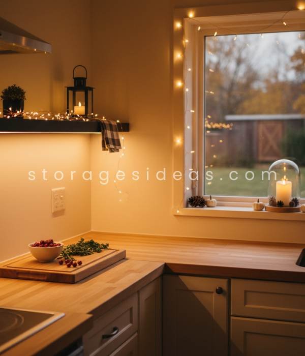 12 Inspiring Small Kitchen Thanksgiving Décor Ideas That Make Your Space Festive Without Clutter 1 Layered Lighting That Doesnt Crowd the Counter