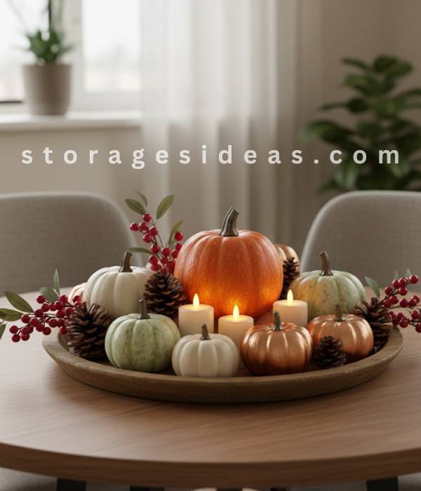 12 Easy DIY Thanksgiving Centerpieces for Apartments 1 Mini Pumpkin Cluster