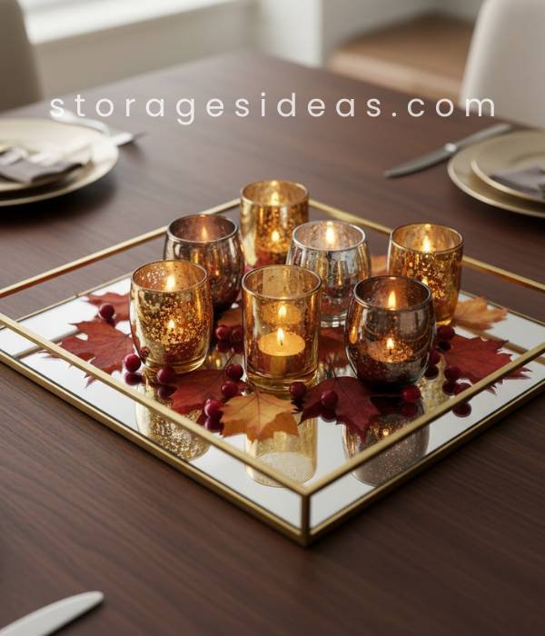 12 Easy DIY Thanksgiving Centerpieces for Apartments 5 Mirrored Elegance