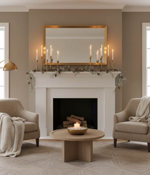 15 Easy & Cozy Winter Living Room Décor Ideas to Warm Up Your Home 11 Mix Metallic Accents for Subtle Shine