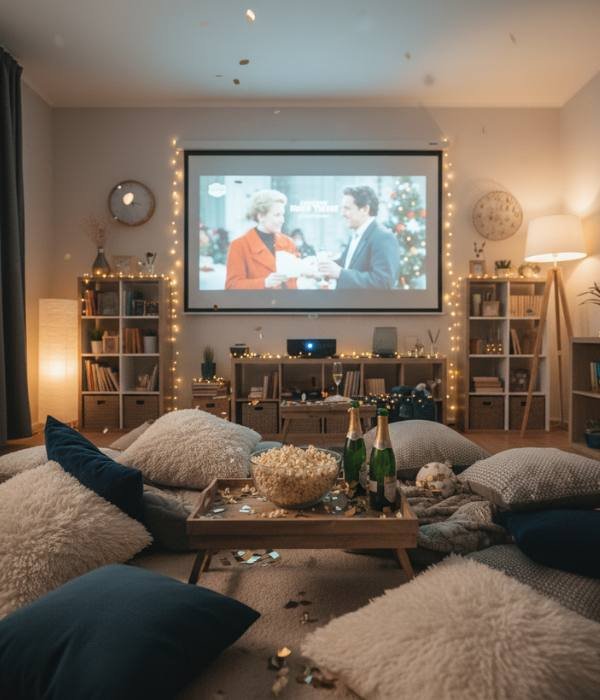 7 Trending Tiny Apartment New Year Celebration Ideas 5 Movie Marathon Midnight Toast