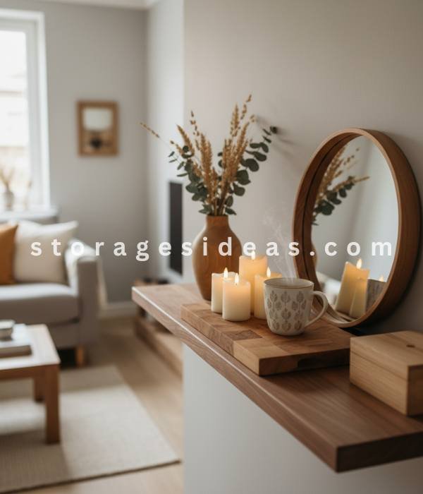 10 Small Living Room Fall Décor Ideas to Make the Season Feel Big for 2025 3 Natural Wood and Earthy Accents
