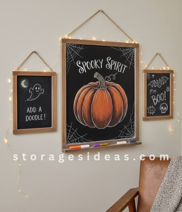 9 DIY Halloween Wall Décor Ideas to Transform Your Apartment This Fall 2025 6 Pumpkin Chalkboard Wall Art