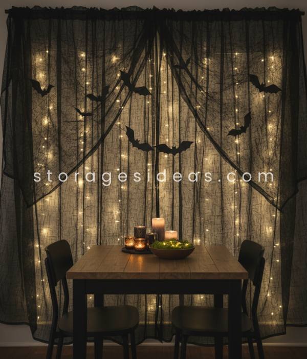 8 Creative Halloween Table Décor Ideas for Small Spaces That Make a Big Impact 8 Renter Friendly Wall or Backdrop Accents