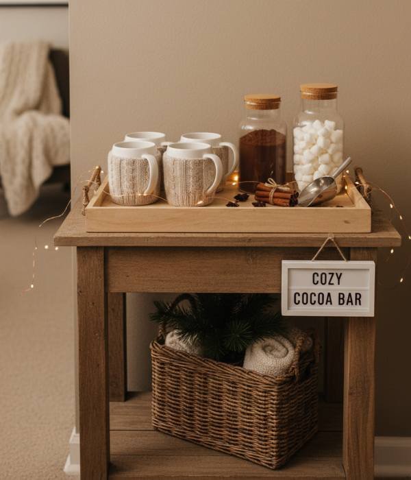 12 Stunning Cozy Winter Décor Ideas for Apartments That Feel Like Home 10 Set Up a Warm Beverage Station