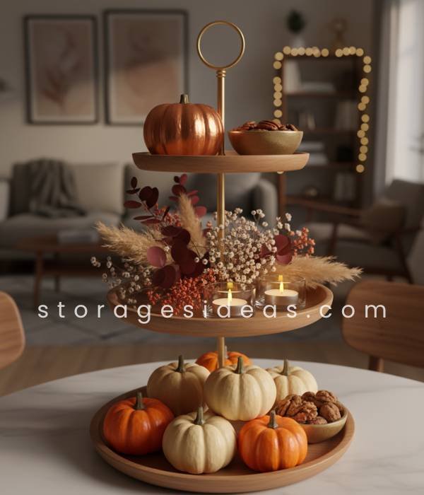 12 Easy DIY Thanksgiving Centerpieces for Apartments 12 Tiered Dessert Stand Display