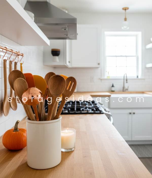 12 Inspiring Small Kitchen Thanksgiving Décor Ideas That Make Your Space Festive Without Clutter 11 Utensils as Decor