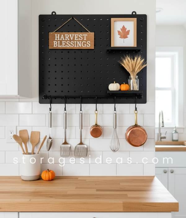 12 Inspiring Small Kitchen Thanksgiving Décor Ideas That Make Your Space Festive Without Clutter 8 Vertical Shelving and Floating Racks