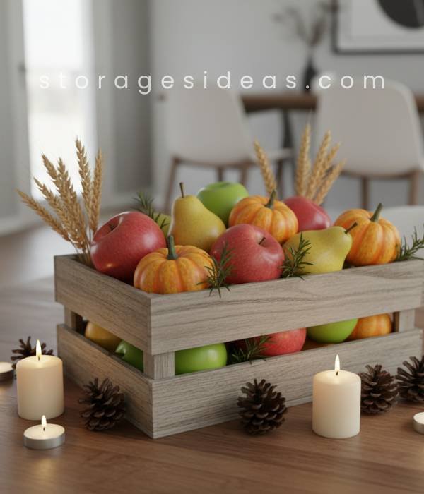12 Easy DIY Thanksgiving Centerpieces for Apartments 11 Vintage Fruit Crate