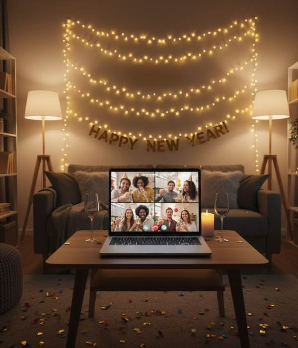 7 Trending Tiny Apartment New Year Celebration Ideas 6 Virtual Celebration with Friends