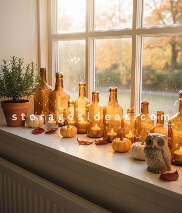 10 Small Living Room Fall Décor Ideas to Make the Season Feel Big for 2025 7 Window Ledge Vignettes