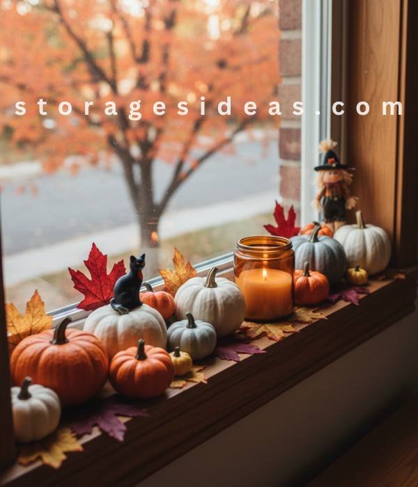 10 Fall Storage and Décor Hacks for Small Spaces 2025 4 Window Sill Pumpkin Parade