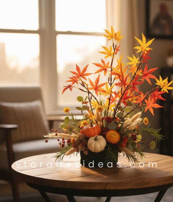 12 Easy DIY Thanksgiving Centerpieces for Apartments 8 Woodland Floral Display