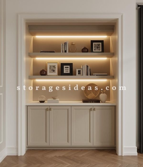Alcove Cabinets for Hidden Living Room Storage
