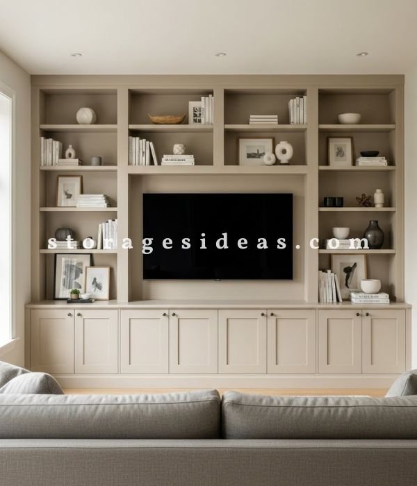 DIY Living Room Storage Cabinet: 11 Creative Ideas You Can Actually Build 2 Built In Style DIY Cabinet Wall