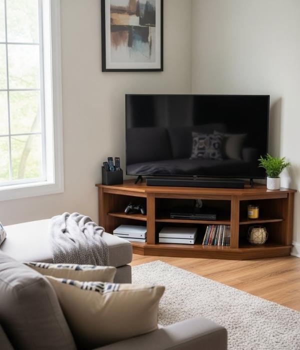 Brilliant Corner Storage Ideas for the Living Room 5 Corner TV Stand
