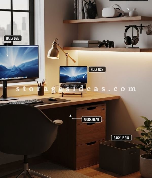 10 Genius Electronics Organization Ideas to Finally End Tech Clutter 2 Creating Zones Instead of Random Storage