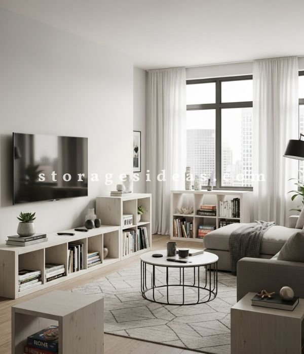 Cube Storage as Living Room Furniture