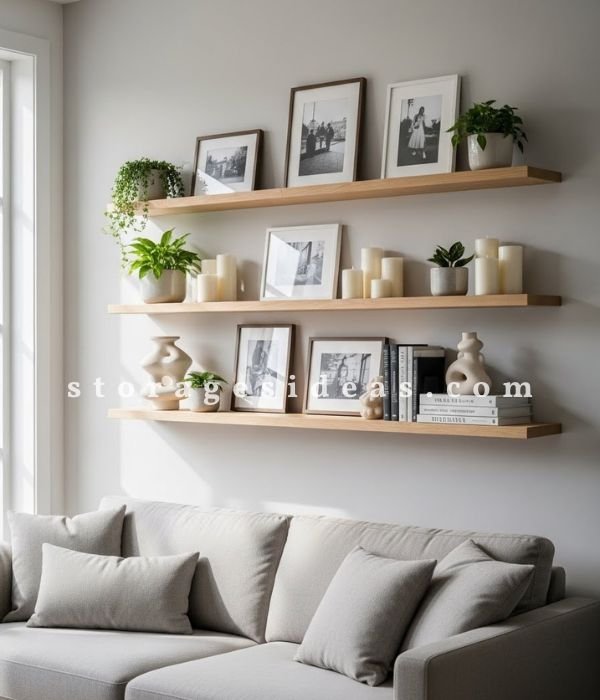 Wall Storage Living Room Ideas: 13 Brilliant Ways to Organize and Refresh Your Space 1 Floating Shelves for a Simple Clean Look