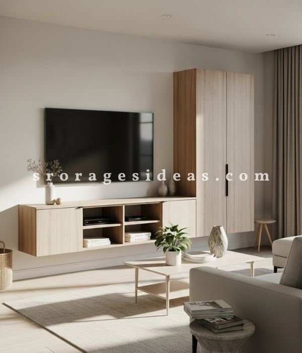 DIY Living Room Storage Cabinet: 11 Creative Ideas You Can Actually Build 3 Floating Storage Cabinet for an Airy Look