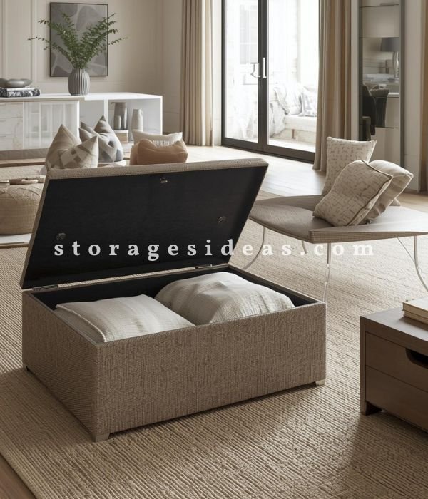 Hidden Blanket Storage for a Cleaner Living Room