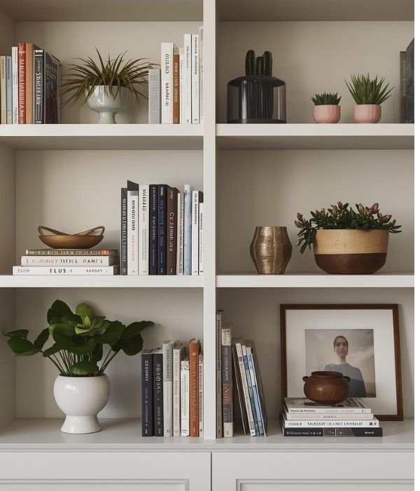 Mixed Storage Books and Decor Without Visual Chaos